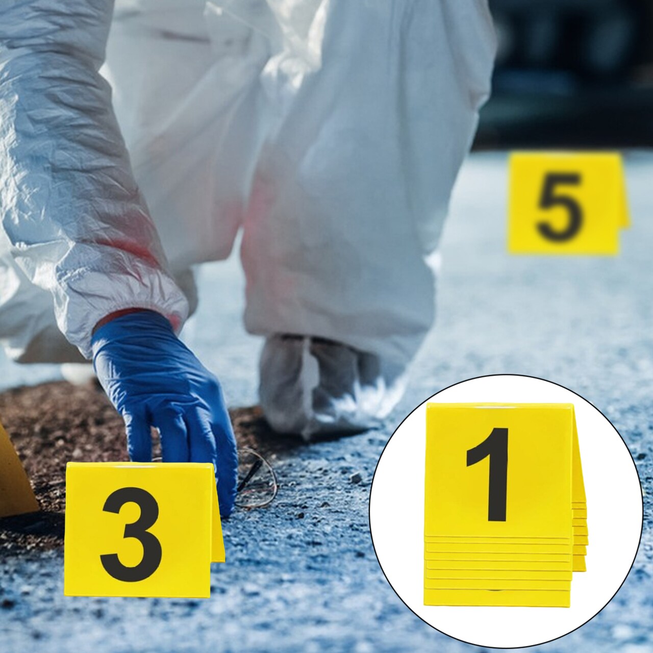 10Pcs Crime Scene Number Sign Decoration Reusable Double-Sided Acrylic 1 To 10 Mini Evidence Marker Table Sign Detective